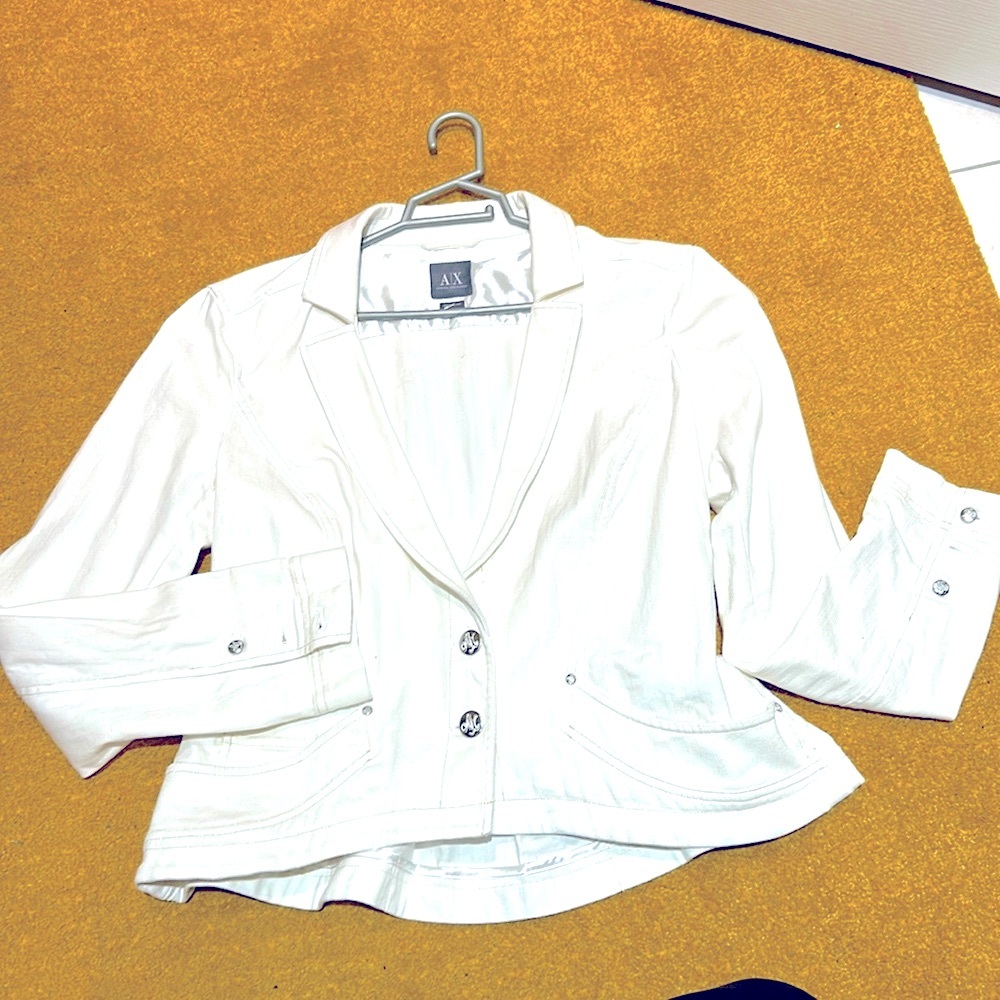 Armani Exchange Cream Single-Button Tailored Blazer